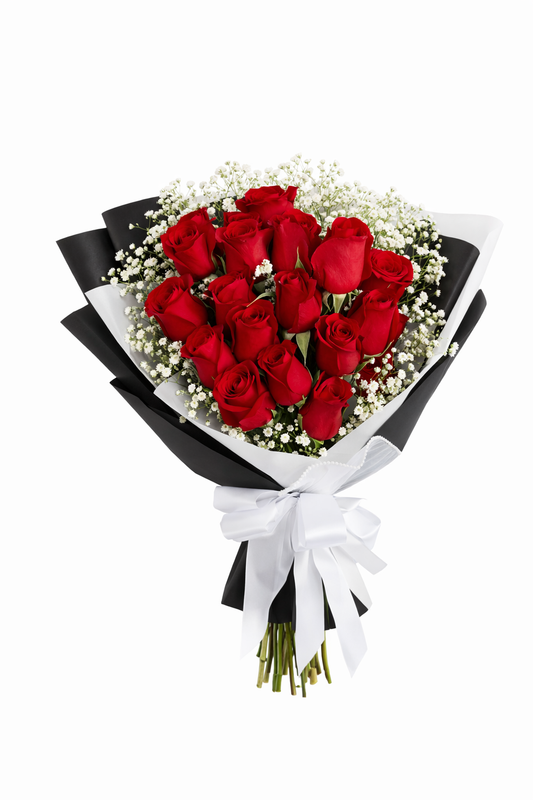 Classic Red Roses in Black & White