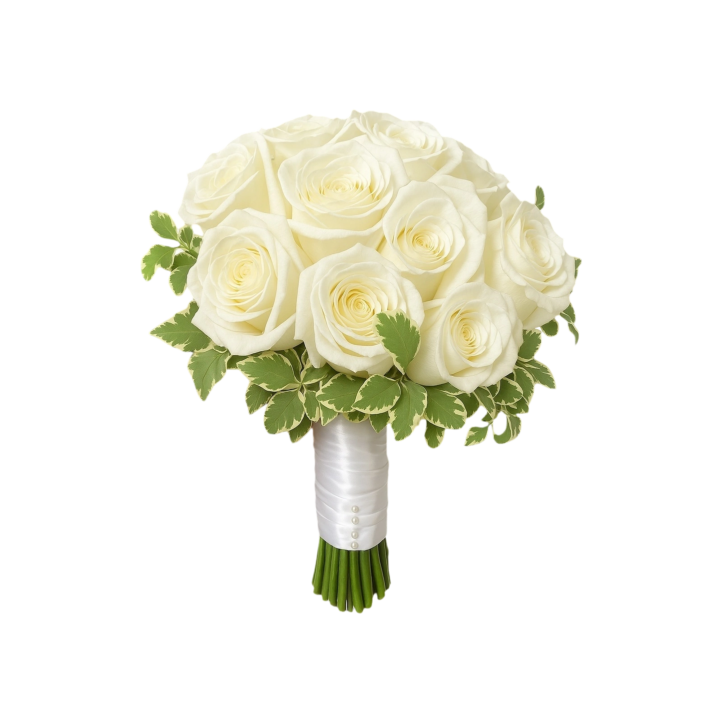 Classic White Rose Bridal Bouquet