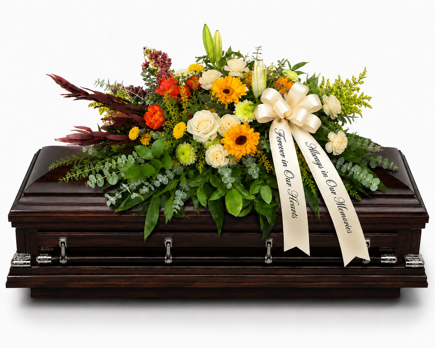 Golden Ivory Tribute Casket Spray